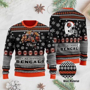 Bengals Ugly Christmas Sweater - Cincinnati Bengals Mascot Printed Ugly Christmas Sweater
