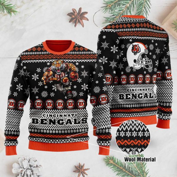 Bengals Ugly Christmas Sweater – Cincinnati Bengals Mascot Printed Ugly Christmas Sweater