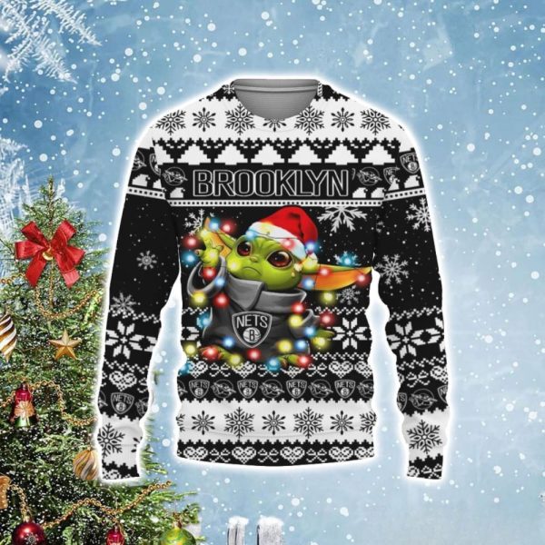Brooklyn Nets Baby Yoda Star Wars Ugly Christmas Sweater