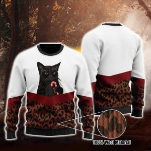 Brown And White Black Cat Ugly Christmas Sweater
