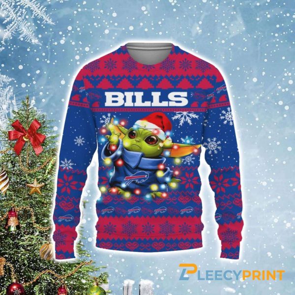 Buffalo Bills Baby Yoda Star Wars Christmas Light Up Ugly Sweater – Buffalo Bills Christmas Sweater