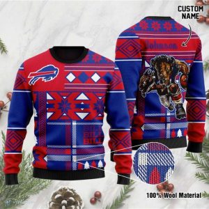 Buffalo Bills Custom Name Mascot Ugly Christmas Sweater – Buffalo Bills Ugly Sweater