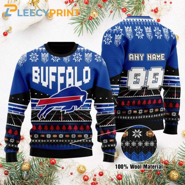 Buffalo Bills Custom Name Ugly Christmas Sweater – Personalized Buffalo Bills Ugly Sweater