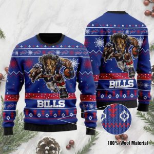 Buffalo Bills Mascot Christmas Light ugly Sweater - Buffalo Bills Ugly Christmas Sweater