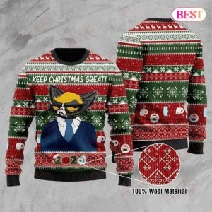 Cat Keep Christmas Great Trump Ugly Sweater