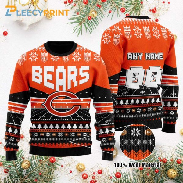 Chicago Bears Custom NFL Football Field Ugly Christmas Sweater – Chicago Bears Ugly Christmas Sweater