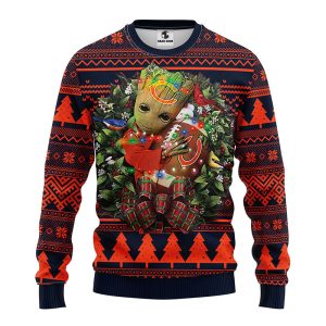 Chicago Bears Groot Hug NFL Christmas Ugly Sweater - Chicago Bears Ugly Sweater