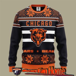Chicago Bears Logo Ugly Sweater Gift for NFL Fan - Chicago Bears Ugly Christmas Sweater