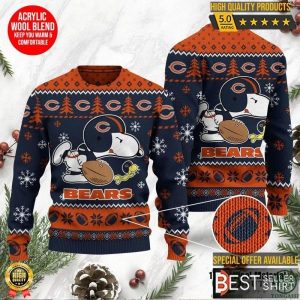 Chicago Bears Logos American Football Snoopy Dog Christmas Ugly Sweater - Chicago Bears Ugly Sweater