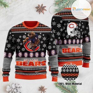 Chicago Bears Mascot Football Helmet Ugly Christmas Sweater – Chicago Bears Christmas Sweater