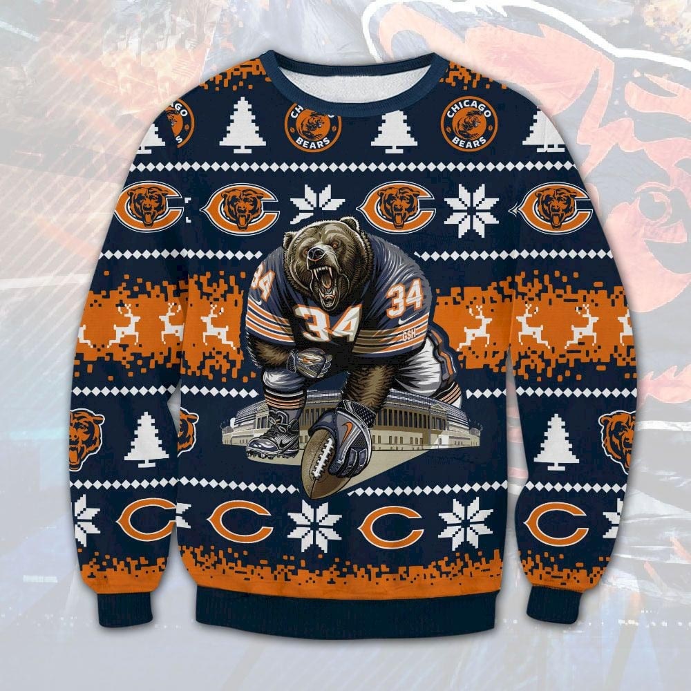 Chicago Bears Mascot Gift For Fan Ugly Sweater Christmas - Chicago Bears Christmas Sweater