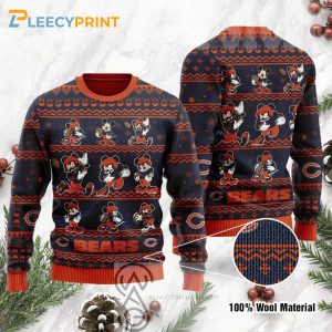 Chicago Bears Mickey Mouse Player Football NFL Holiday Party Ugly Christmas Sweater