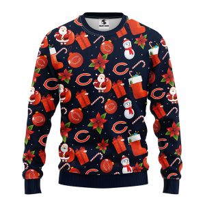 Chicago Bears Santa Claus Snowman Pattern Christmas Ugly Sweater Chicago Bears Christmas Sweater 1