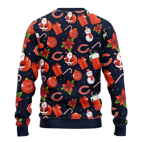 Chicago Bears Santa Claus Snowman Pattern Christmas Ugly Sweater – Chicago Bears Christmas Sweater