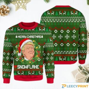 Christmas Snowflake Funny Laurel Wreath Trump Christmas Sweater