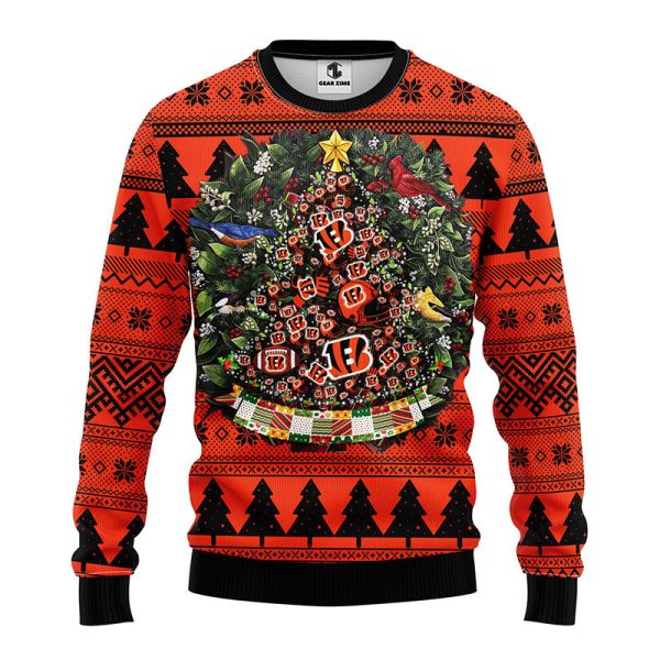 Cincinnati Bengals Christmas Football Pine Tree Shape Ugly Sweater – Bengals Christmas Sweater