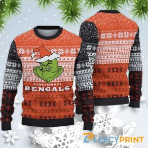 Cincinnati Bengals Christmas Grinch Ugly Sweater NFL Gifts - Bengals Christmas Sweater