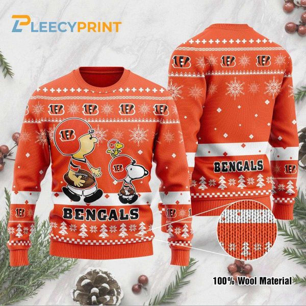 Cincinnati Bengals Funny Charlie Brown Peanuts Snoopy Ugly Christmas Sweater – Bengals Ugly Christmas Sweater