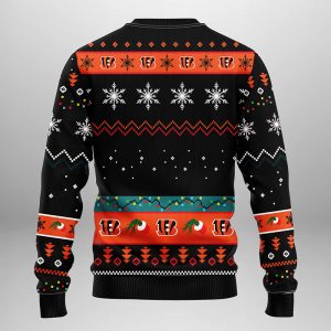 Cincinnati Bengals Grinch Christmas Light NFL Ugly Sweater Bengals Christmas Sweater 2