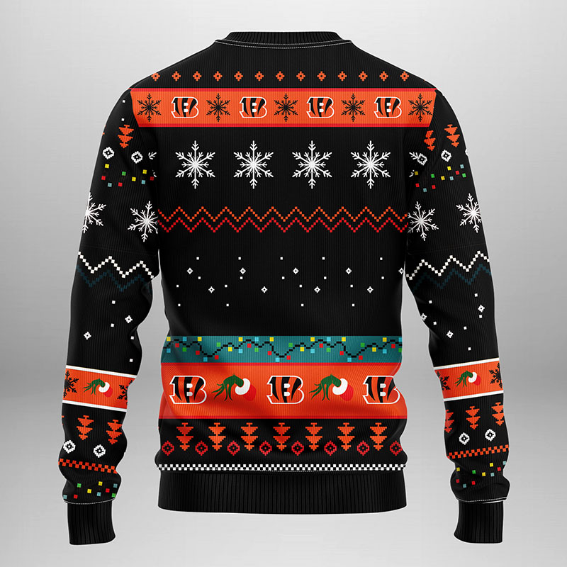 Cincinnati Bengals Grinch Christmas Light NFL Ugly Sweater - Bengals Christmas Sweater