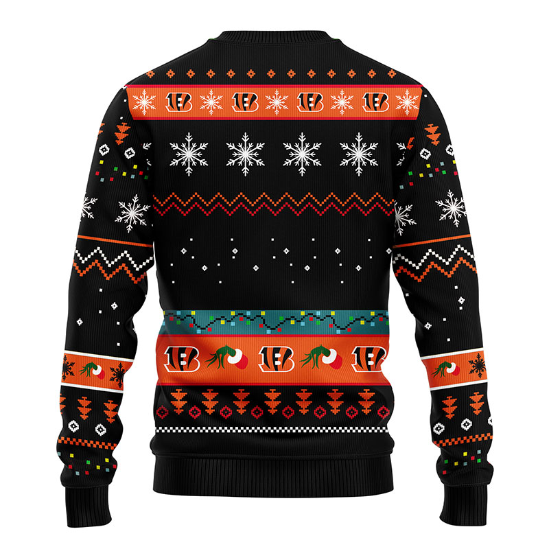 Cincinnati Bengals Grinchs Xmas Day Black Ugly Christmas Sweater - Bengals Christmas Sweater