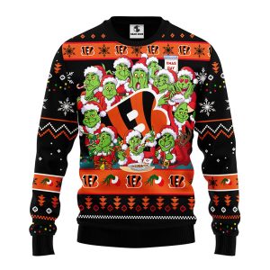 Cincinnati Bengals Grinchs Xmas Day Black Ugly Christmas Sweater Bengals Christmas Sweater 2