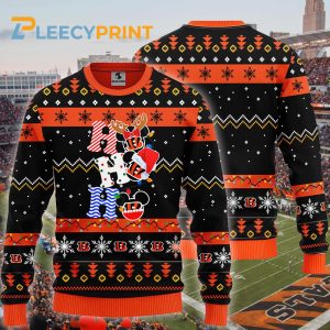 Cincinnati Bengals HoHoHo Mickey Disney Christmas Ugly Sweater Bengals Christmas Sweater 1