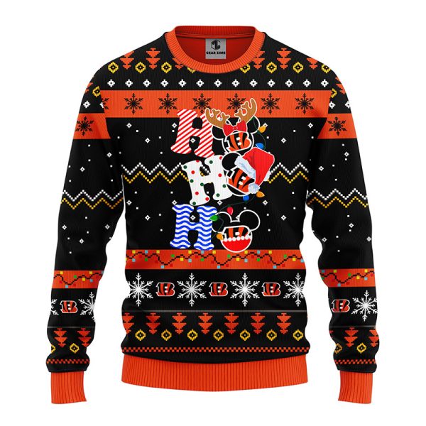 Cincinnati Bengals HoHoHo Mickey Disney Christmas Ugly Sweater – Bengals Christmas Sweater