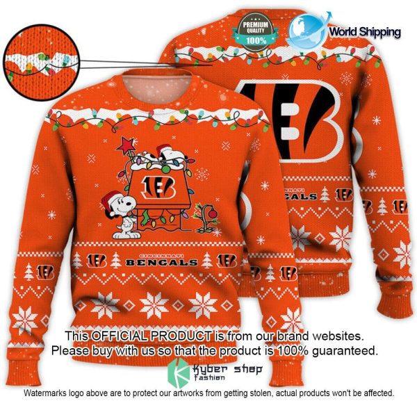 Cincinnati Bengals Snoopy Christmas Light Up Ugly Sweater – Cincinnati Bengals Ugly Sweater
