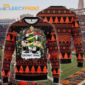 Cincinnati Bengals Snoopy Dog Charlie Brown Christmas Ugly Sweater Bengals Christmas Sweater 1