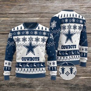 Cowboys Football Team White Ugly Christmas Sweater – Dallas Cowboys Ugly Sweater