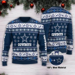 Cowboys NFL Snowflake Christmas Pattern Ugly Christmas Sweater – Dallas Cowboys Christmas Sweater
