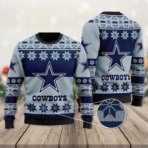 Cowboys Snowflakes Ugly Christmas Sweater – Dallas Cowboys Christmas Sweater