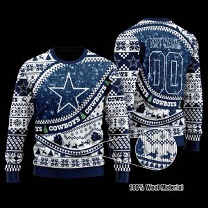Custom Name Dallas Cowboys Ugly Christmas Sweater Zipper Effect – Cowboys Ugly Sweater