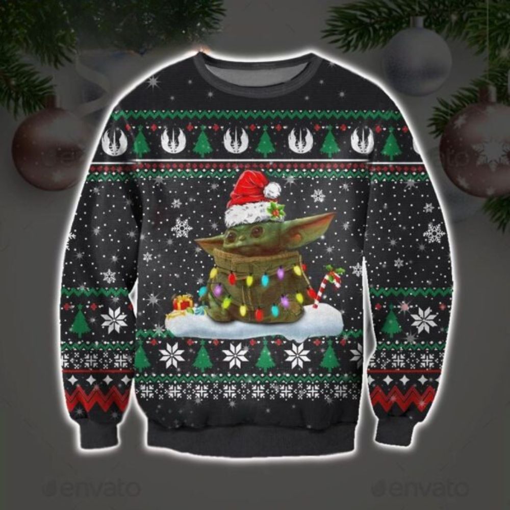 Cute Baby Yoda Presents Star Wars Ugly Christmas Sweater