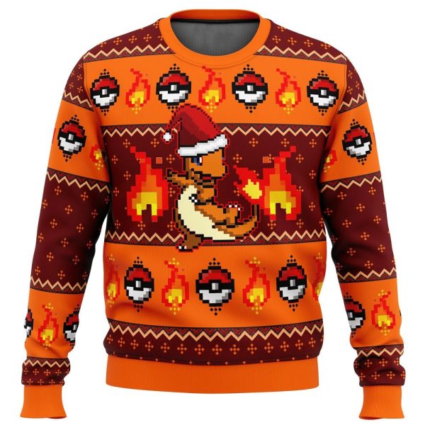 Cute Charmander Santa Hat Pokemon Christmas Sweater