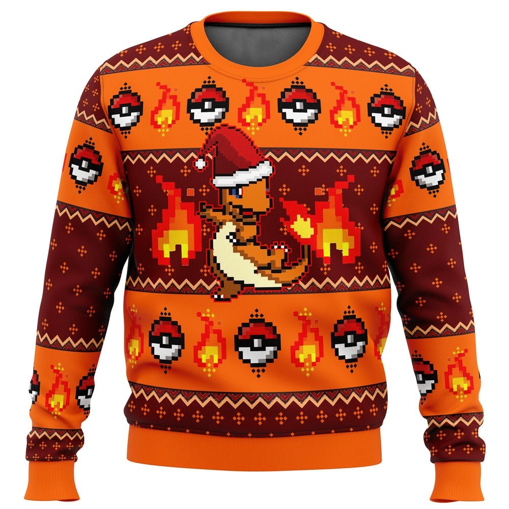 Cute Charmander Santa Hat Pokemon Christmas Sweater