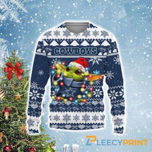 Dallas Cowboys Baby Yoda Star Wars Christmas Light Ugly Sweater – Cowboys Ugly Sweater