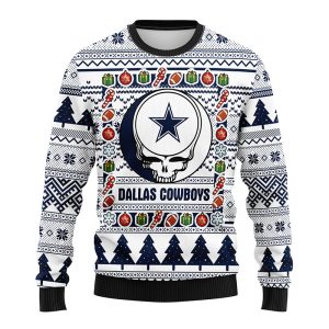 Dallas Cowboys Grateful Dead NFL Ugly Christmas Fleece Sweater – Dallas Cowboys Ugly Christmas Sweater