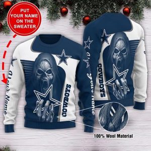 Dallas Cowboys Grim Reaper Dead Skull Ugly Sweater Gift – Dallas Cowboys Christmas Sweater