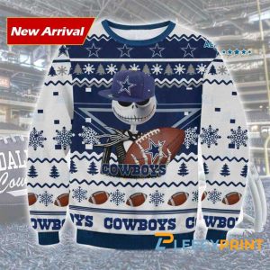 Dallas Cowboys Jack Skellington Ugly Christmas Sweater – Cowboys Ugly Christmas Sweater