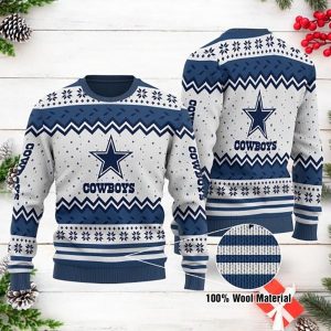Dallas Cowboys Logo Dot Pattern White Ugly Christmas Sweater – Dallas Cowboys Christmas Gift