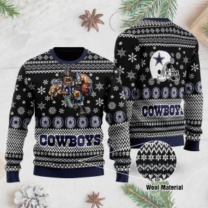 Dallas Cowboys Mascot Printed Black Ugly Sweater Christmas – Dallas Cowboys Ugly Sweater