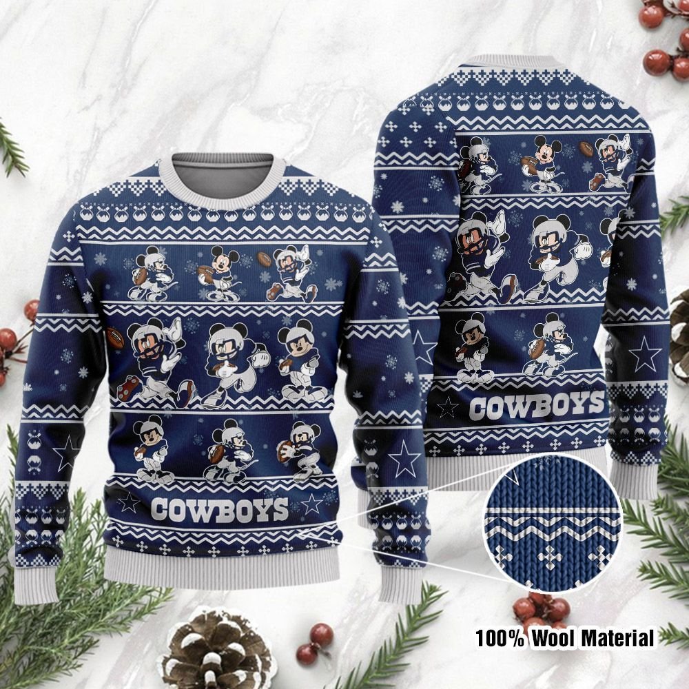 Dallas Cowboys Mickey Player Disney Ugly Christmas Sweaters - Dallas Cowboys  Ugly Christmas Sweater