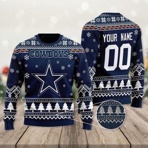 Dallas Cowboys Personalized Ugly Sweater – NFL Dallas Cowboys Snowflake Christmas Sweater