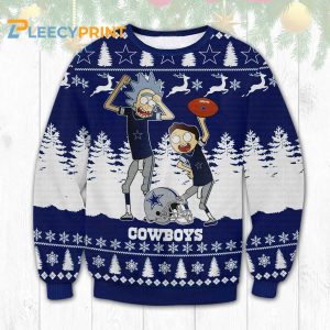 Dallas Cowboys Rick Morty Cartoon Football Christmas Ugly Sweater Gift Fanmade – Cowboys Ugly Christmas Sweater