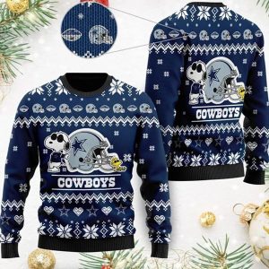 Dallas Cowboys The Snoopy Show Football Helmet NFL Christmas Sweater – Dallas Cowboys Christmas Sweater