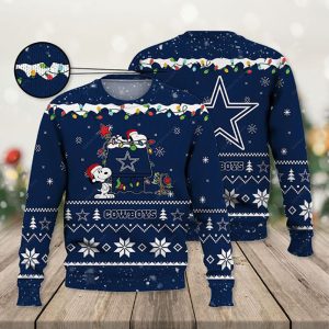 Dallas Cowboys Ugly Sweater – Snoopy Night Light Up Ugly Christmas Sweater – Dallas Cowboys Christmas Sweater