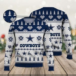 Dallas Cowboys Ugly Sweater – Vintage Cowboys White Ugly Christmas Sweater