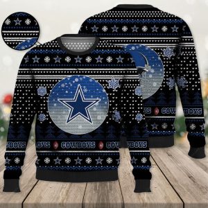 Dallas Cowboys Ugly Sweater – Vintage Night Cowboys Black Ugly Christmas Sweater